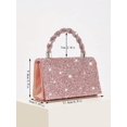 thumbnail image 5 of REMANLAND Women's Sparkling Textured Evening Handbag with Braided Top Handle, Pink, 5 of 7
