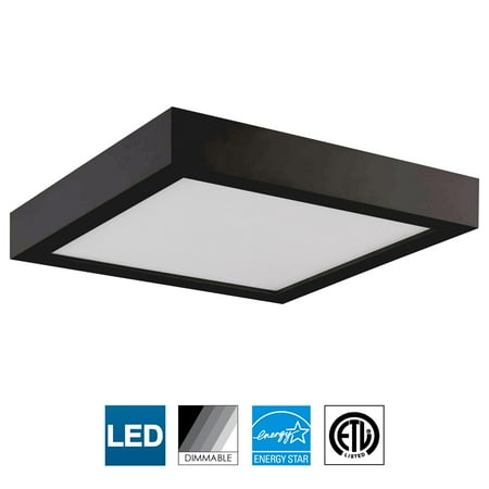 - Sunlite LED 9-Inch Square Surface Mount Ceiling Light Fixture, 19 Watts, Dimmable, 4000K Cool White, Bronze Finish, Energy Star Certified