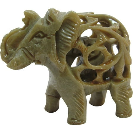 Figurine Handmade Sculpture - Collectable Handmade Soapstone Elephant with Baby Indian Carving Sculpture Figurine Statue 2.5