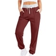 thumbnail image 3 of BiZtdJrK Cinch Bottom Sweatpants with Pockets for Women Trendy Colorblock Sports Ankle Joggers Pants Drawstring High Waisted Lounge Trousers Wine L Hoy Oferta Flash, 3 of 6