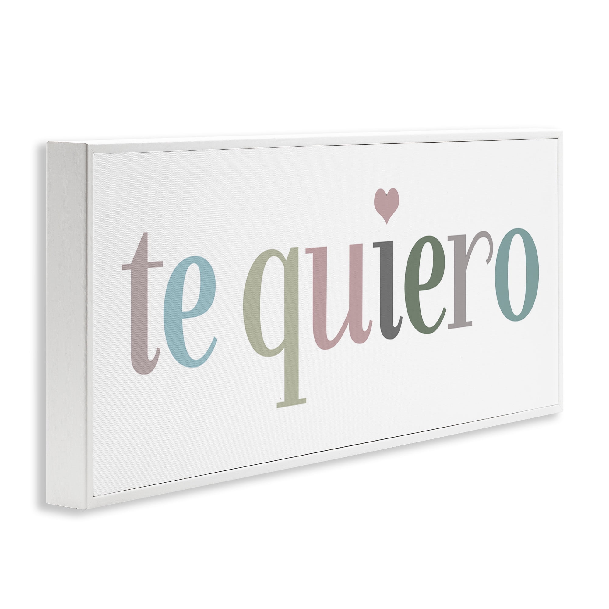 Stupell Industries Te Quiero Romantic Spanish Typography Painting White Framed Art Print Wall Art, 24 x 10