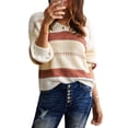 thumbnail image 5 of Sidefeel Womens Stripe Color Block Knitwear Sweater Winter Loose Slouchy Pullover Jumper Tops L 12-14, 5 of 10