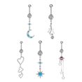 thumbnail image 1 of 5 Pcs Heart Belly Button Rings Navel Barbell Stud Heart Navel Ring Piercing Belly Ring Nail Belly Button Eyebrow Ring, 1 of 3