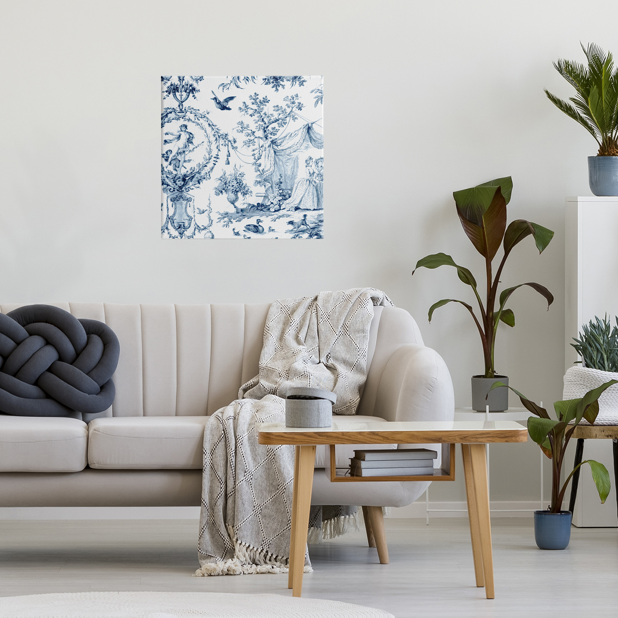 Classic Toile Scene Canvas Wall Art, design by Vintage Hustle