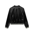 thumbnail image 6 of Zaldita Women's Holographic Zipper Bomber Jacket Long Sleeve Baseball Collar Jacket Coats Black XL, 6 of 7