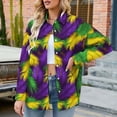 thumbnail image 3 of FAHXNVB Womens Mardi Gras Button Down T-Shirts Graphic Print Long Sleeve Collared Blouses Loose Fit Holiday Festival Fashion Shirts, 3 of 8