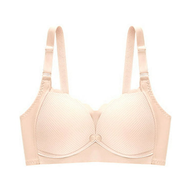 Tan Bra for Women with Steel Ring Front Buckle Gathered for