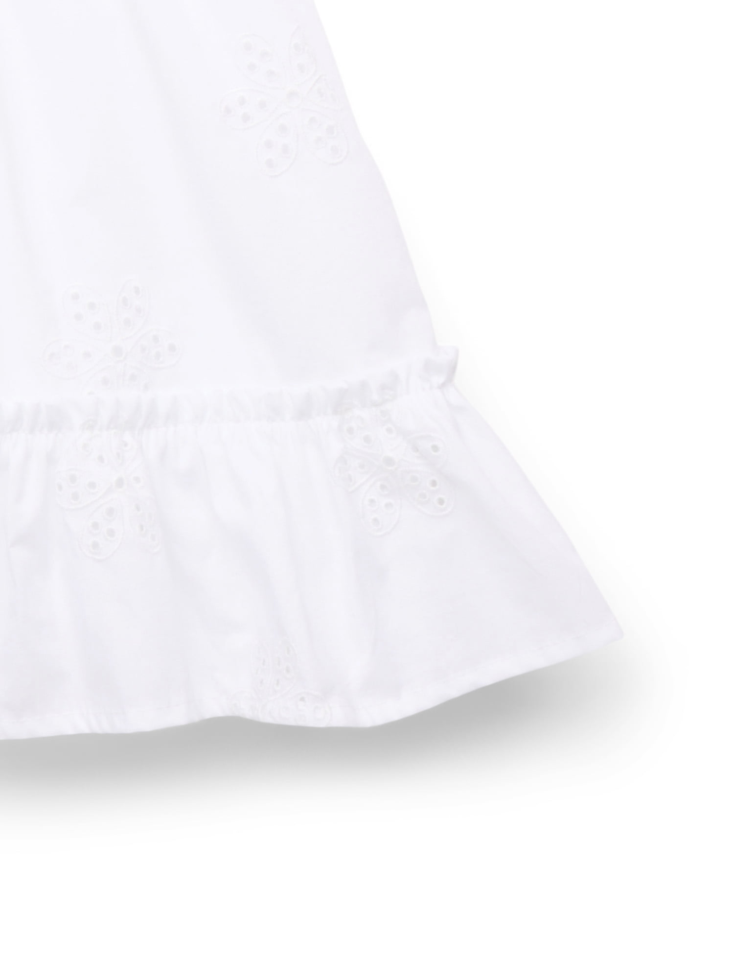 Wonder Nation Toddler Girls' Cotton Eyelet Dress with Flutter Sleeves, Sizes 12M-5T