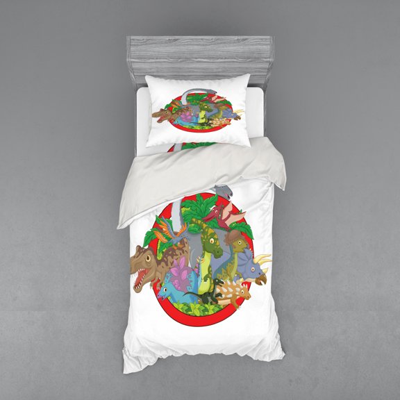 Ambesonne Colorful Bedding Set 3 Pcs, Tropical Plants Leaves, Twin XL, Multicolor