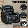 thumbnail image 4 of Breathable Leather Recliner Chair American Design Recliner Chair for Living Room Home Theater Seating(Pu Leather,Black+Black), 4 of 7