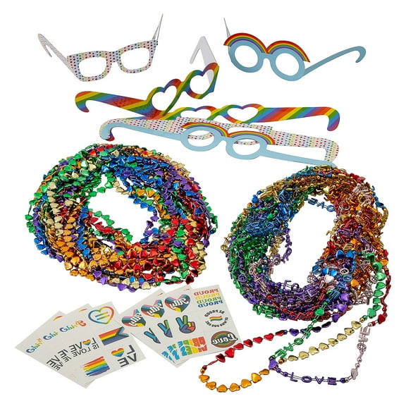 Fun Express 216 Pieces Pride Parade & Event Wearable Accessories Assortment for 24