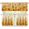 thumbnail image 1 of 3PCS Fall Kitchen Window Curtain Set with 24" Length Tiers and Valance Heart Rod Pocket Cafe Curtains Fall Sunflower Butterfly Window Curtains Treatment,Fall Home Collection, 1 of 1