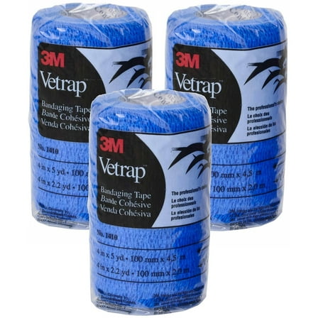 3M Vetrap 4" Bandaging Tape, Blue 4"x 5 Yards, 3-Pack