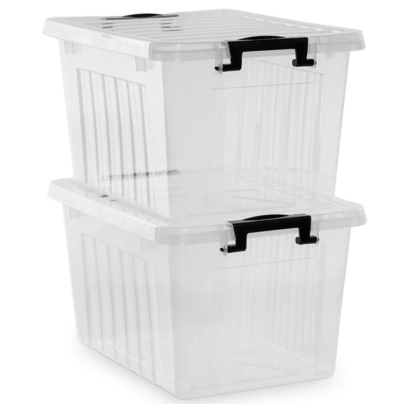Citylife 24L Clear Plastic Storage Bins with Lids Stackable and Nestable Storage Boxes with Lids Large Plastic Storage Containers for Garage, Closet,