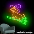 thumbnail image 4 of Handmadetneonsign Dachshund Witch On Broom Neon Sign, Dachshund Witch Led Sign, Dog Halloween Light 68820, 4 of 5
