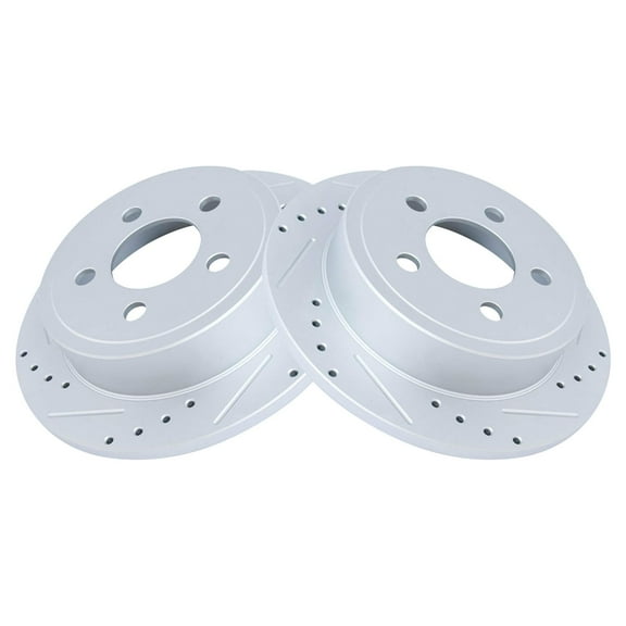 TRQ Rear Performance Brake Rotors Set Premium G-Coated Fits Select 2003-2007 Jeep Liberty 2003-2006 Wrangler