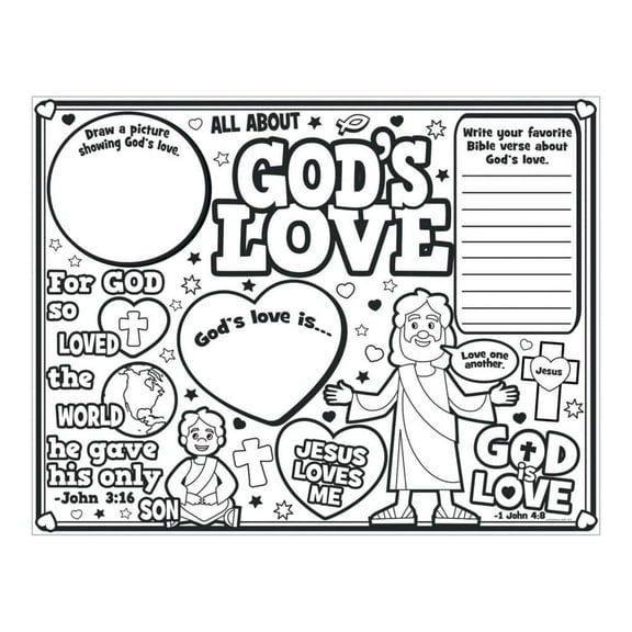 Color Your Own All About God'S Love Poster - Craft Kits - 30 Pieces