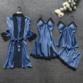 thumbnail image 2 of PMVFHDE Lace Robe Dress Set for Women - Elegant Silk Sleepwear Pajamas Nightdress Blue,XL, 2 of 3