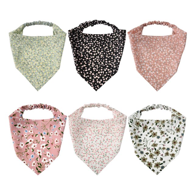 6 uds pañuelo Floral para la cabeza, bandanas de gasa para el cabello, bandas elásticas para el cabello, diademas bohemias, bufanda para el cabello, banda para el cabello bonita