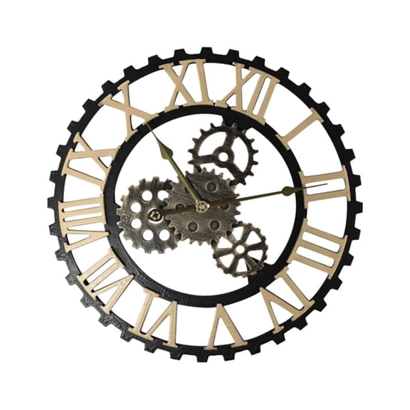 Masteelf  Wall Clock for Home Decor Living Room with Temperature Giant Golden