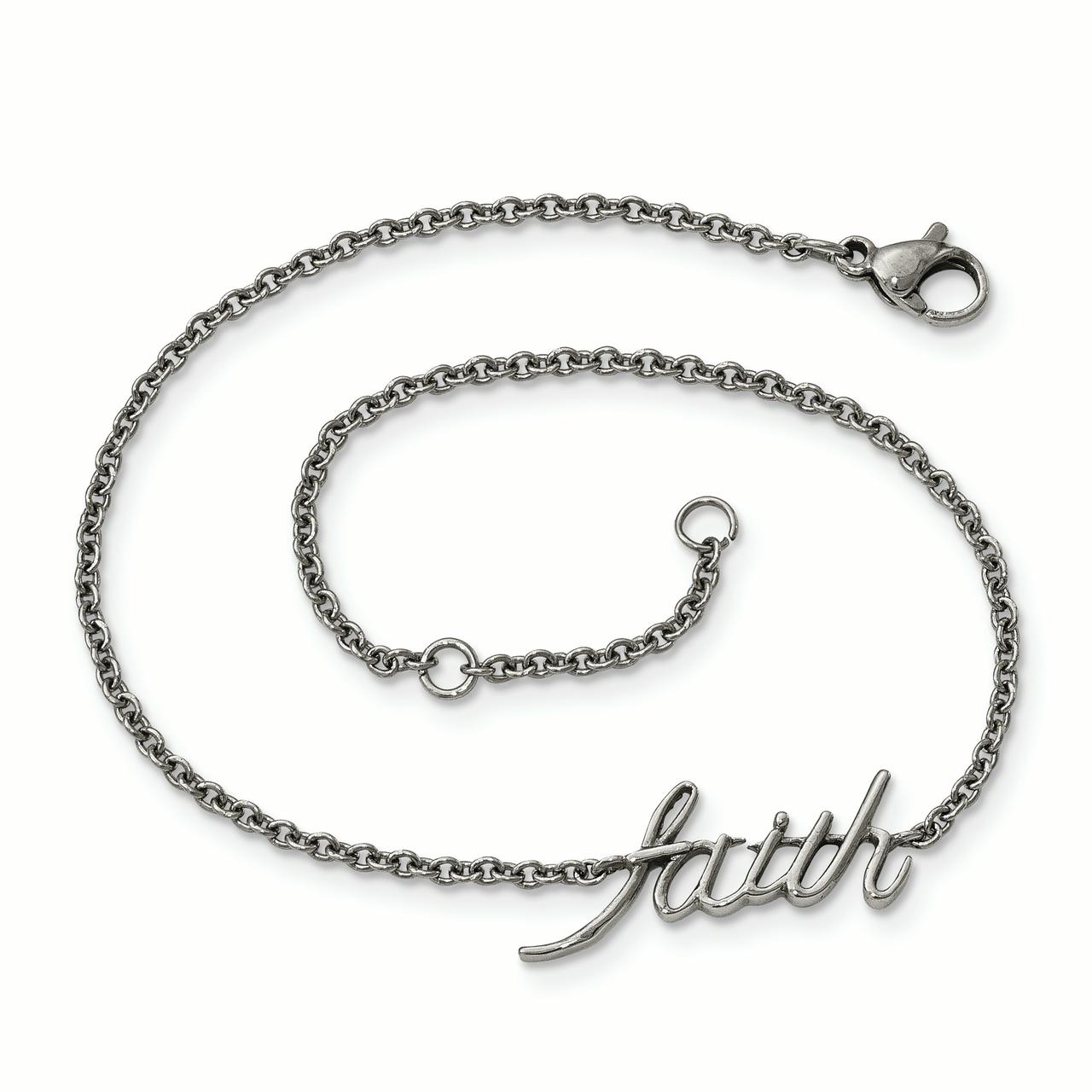 Chisel Stainless Steel Polished FAITH 9 inch Anklet Plus 1 inch Extension