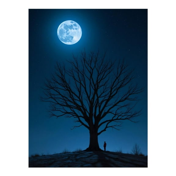 Diamond Art Kit for Adults, Silhouette Tree Under Full Moon Diamond Painting for Adults Beginners, DIY Diamond Art Painting Kits, 5D Diamond Painting Crafts for Home Decor 12x16 Frameless