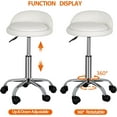 thumbnail image 5 of GETHFS Adjustable Height Hydraulic Rolling Swivel Salon Stool Chair with Backrest, Faux Leather Tattoo, Facial, Massage & Spa Medical Chair, 360° Swivel with Wheels (White), 5 of 7
