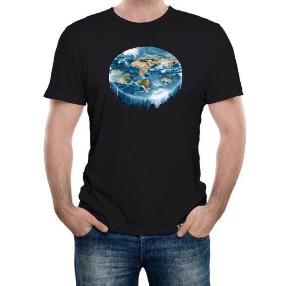 Reality Glitch Flat Earth Waterfall T-Shirt – Funny Flat Earth Theory Tee for Men
