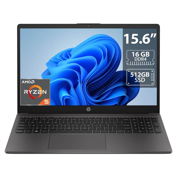 Laptop HP 255 G10: AMD Ryzen 5 7530U, RAM 16GB DDR4, SSD 512GB, Pantalla 15.6", Windows 11 Home