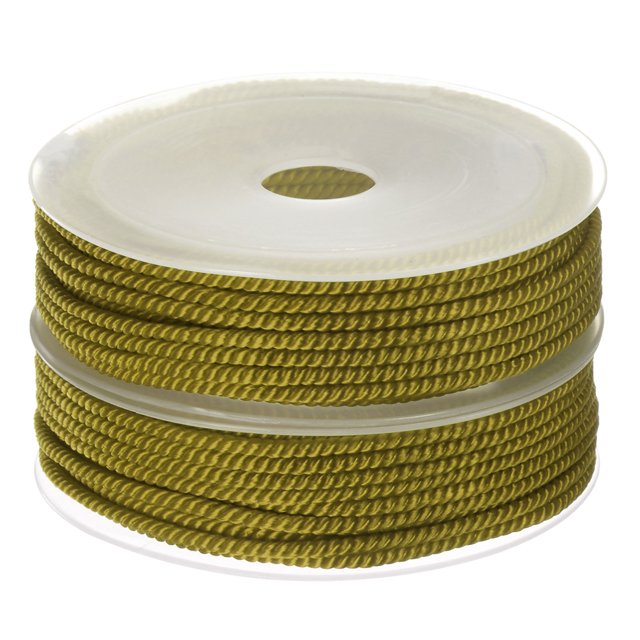 2uds Torcido Nylon Cordel Hilo Rebordear Cordón 3mm 7M/23 Pies Extrafuerte Trenzado Nylon Cuerda para Fabricación Pulseras Joyería Fabricación, Ejército Verde