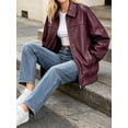 thumbnail image 4 of Women Faux Leather Jackets Bomber Casual PU Zip Motor Biker Coat, 4 of 6