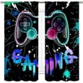 thumbnail image 2 of Gamer Curtains for Kids, Graffit Gaming Game Gamepad Printed Colorful Cool Video Game Rod Pocket Window Treatments Drapes for Teens Boys Girls Bedroom Living Room 2 Panels,84"x63" Inch, 2 of 5