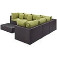 thumbnail image 3 of Modern Contemporary Urban Design Outdoor Patio Balcony Seven PCS Sectional Sofa Set, Green, Rattan, 3 of 7