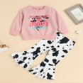 thumbnail image 2 of POINTERTECK Toddler Western Baby Girl Clothes Bell Bottom Outfits Long Sleeve Letter Print Sweatshirt + Flared Pants Fall Outfit, 2 of 7