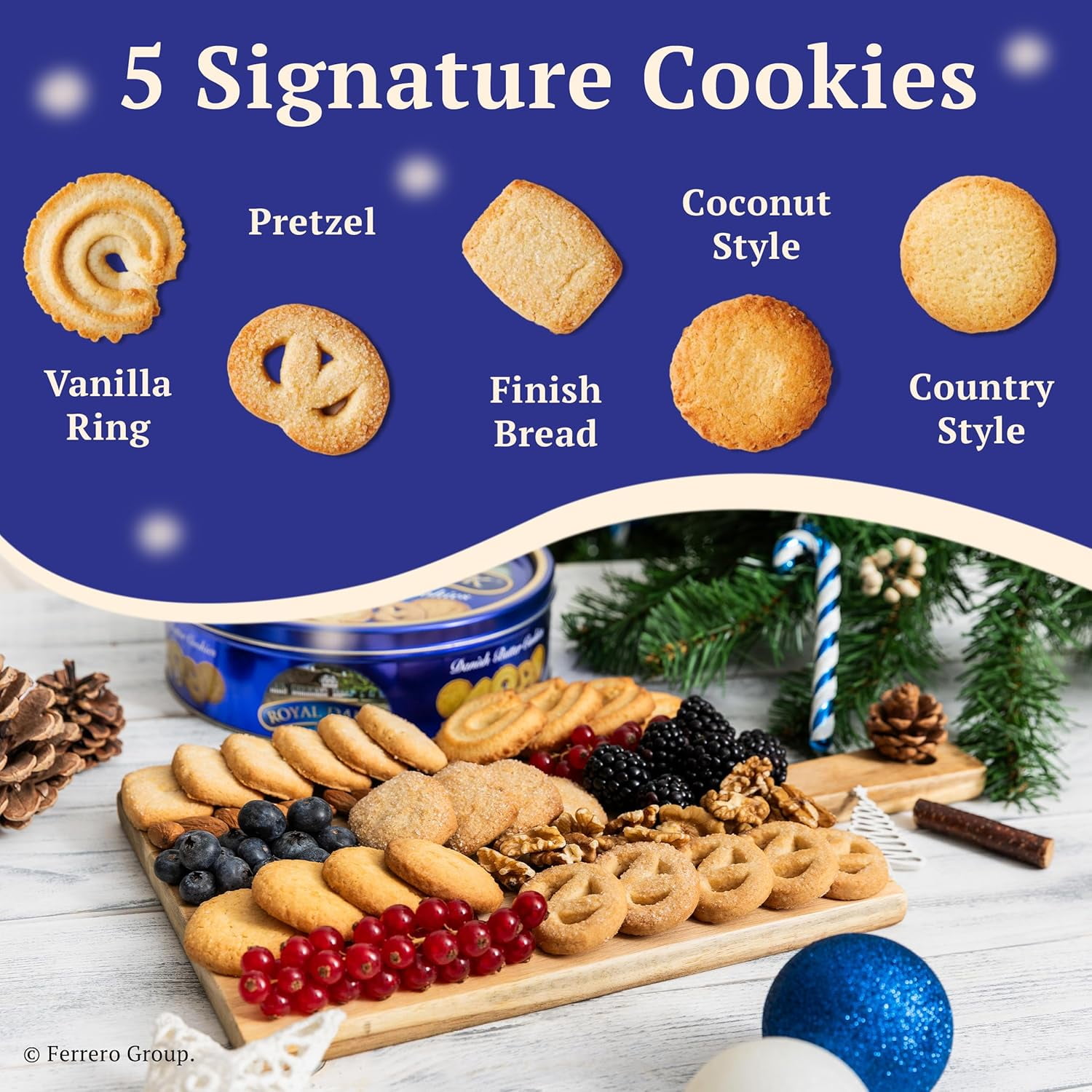 ROYAL DANSK Danish Butter Cookies, 48oz Exclusive Tin, Traditional Assortment, Holiday Gifts, Made with Real Butter, Perfect for Sharing with Recyclable Tin