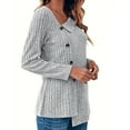 thumbnail image 3 of Lenpel Long Sleeve Shirts for Women Irregular Button down Ribbed Knit Pullover Tops Fall Casual Tunic Sweaters, 3 of 6