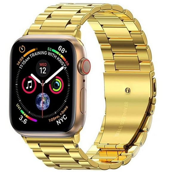 Compatible with Apple Watch Band 42mm 44mm 45mm,Business Stainless Steel Metal Wristband for iWatch SE Series 7/6/5/4/3/2/1 (Gold, 42mm/44mm/45mm)