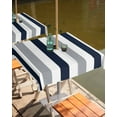 thumbnail image 2 of Lsrtoss Outdoor Tablecloth with Umbrella Hole & Zipper, Navy Blue Gray Striped Square Tablecloth 60x60 Inch, Farmhouse Stripe Art Patio Table Cover Waterproof Table Cloth for Picnic/Party, 2 of 7