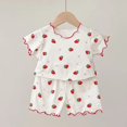 thumbnail image 4 of YunPes Toddler Girls Cute Floral Print Clothing Set Short Sleeve T-shirts & Shorts 2PC Outfits Lettuce Trim Graphic Loungewear Summer, 4 of 9