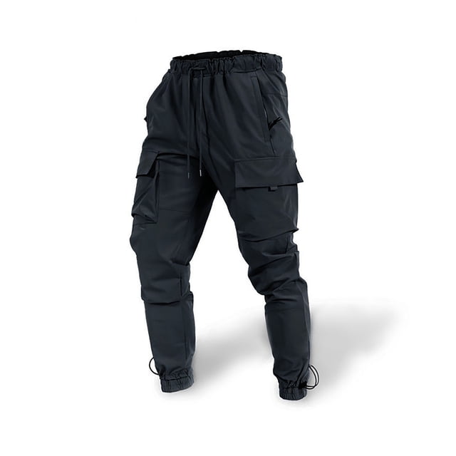 Pantalones largos de moda para hombre, con cordón, cintura elástica, multibolsillos, informales, largos y deportivos.