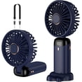 thumbnail image 1 of RV 1 ventilador de mano, mini ventilador portátil recargable por USB, ventilador de bolsillo pequeño de 5 velocidades con base para oficina, exterior, azul Rojo Verde, 1 of 5