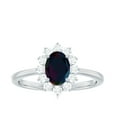 thumbnail image 4 of Rosec Jewels Princess Diana Inspired Ring for Women, Oval Black Opal Ring with Diamond Halo, 925 Sterling Silver, US 7.00, 4 of 10
