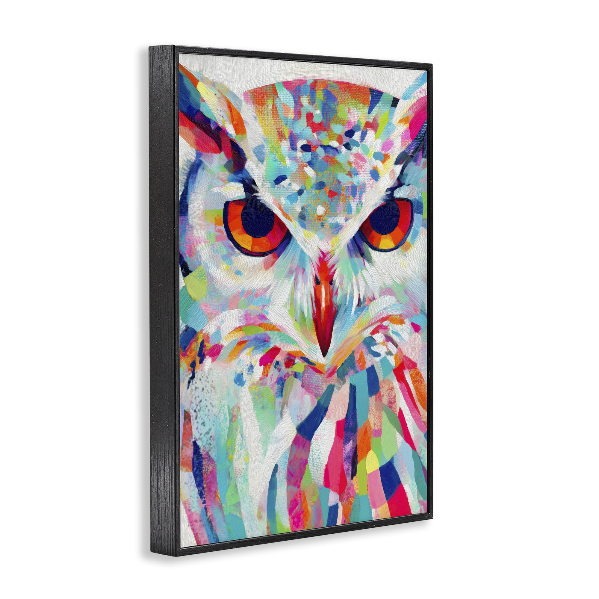 Stupell Industries Expressive Owl Gaze Black Framed Giclee Art, design by Chromatic Storm Studio