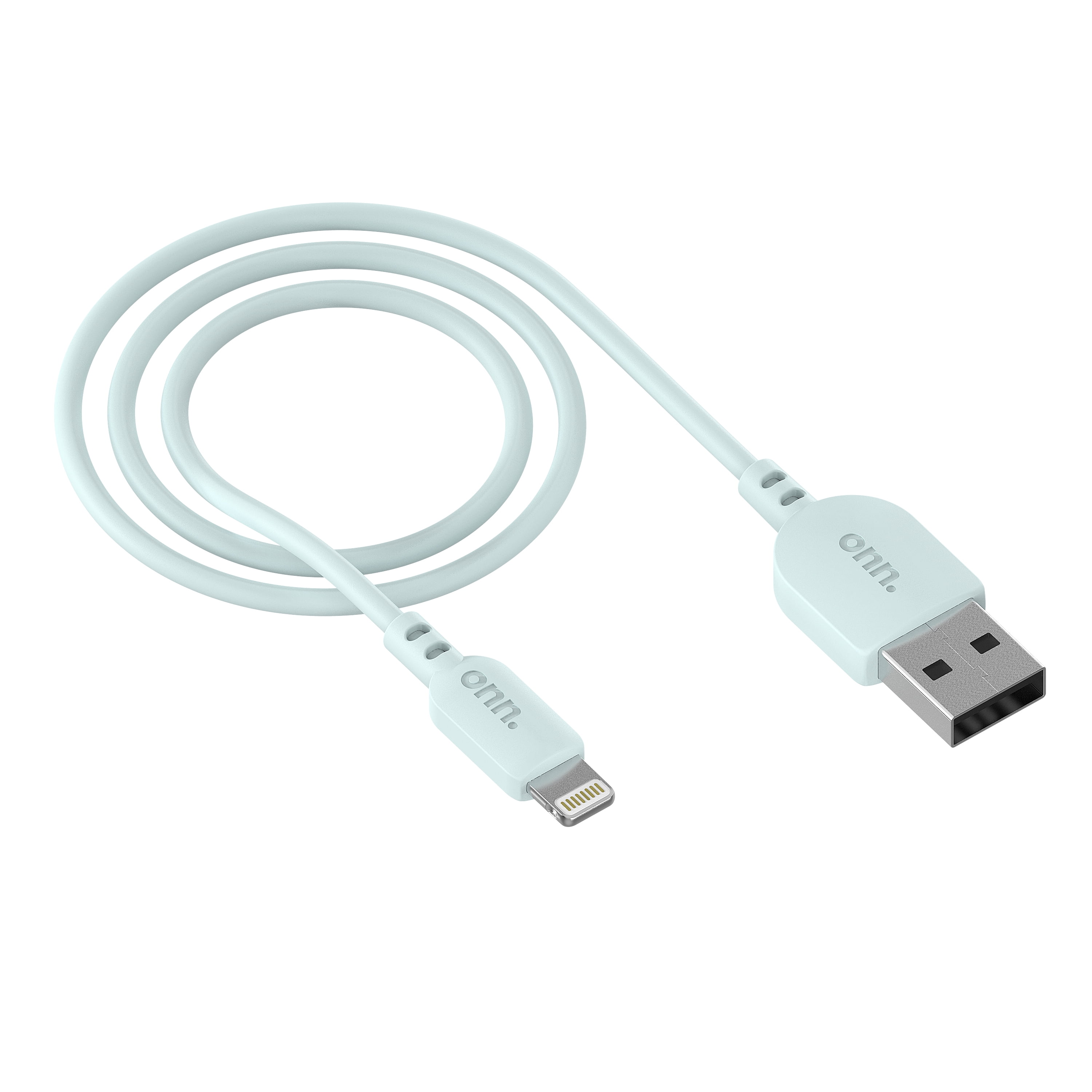 onn. 3' Lightning to USB Cable, Aqua