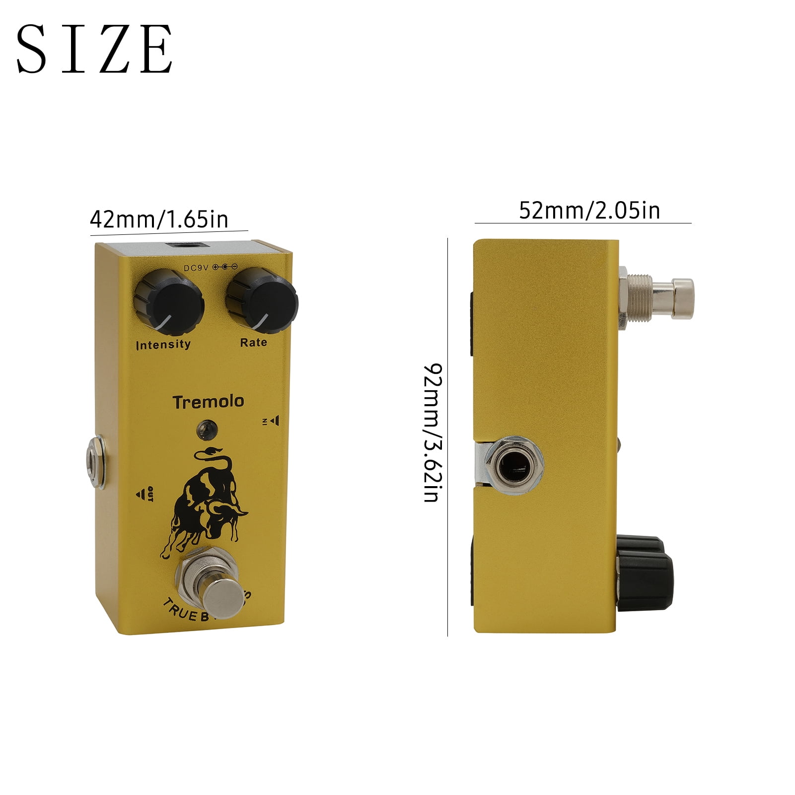 IRIN EF-09 Portable Electric Guitar Effect Pedal - Mini Single Guitar Effector with True Bypass, Tremolo Feature (Yellow)