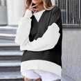 thumbnail image 5 of Women Color Block Pullover V Notch Crew Neck Sweatshirt Raglan Long Sleeve Sweatshirts Contrast Side Pocket 2XL, 5 of 6