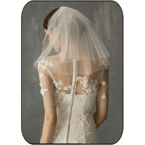 YooGuoGuo 2 Tiers Bride Wedding Veil Bachelorette Party Veil Short Fingertip Bridal Tulle Veil with Comb for Women and Girls