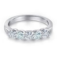 thumbnail image 3 of Gem Stone King 925 Sterling Silver White Moissanite and Sky Blue Aquamarine Wedding-Bands Ring for Women | 0.82 Cttw | Round 3.5MM | Gemstone Birthstone | Size 8, 3 of 7