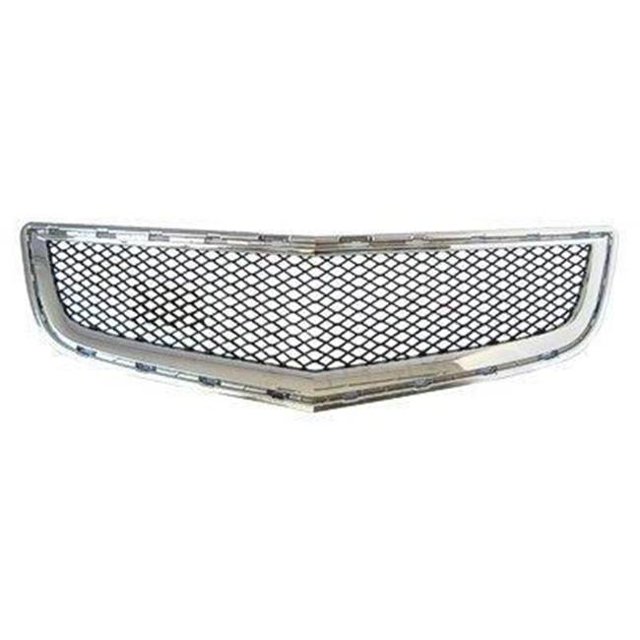 Front Bumper Grille with Chrome Molding for 2009-2012 Chevy Traverse, Matte Black