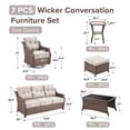 thumbnail image 5 of Bellefurn Outdoor Patio Furniture Set with 6 inch Thick Cushion and Swivel Rocker Chairs,Wicker Sofa,Coffee Table and Ottomans,7Pcs Outdoor Conversation Set for Porch,Deck,Yard, 5 of 13